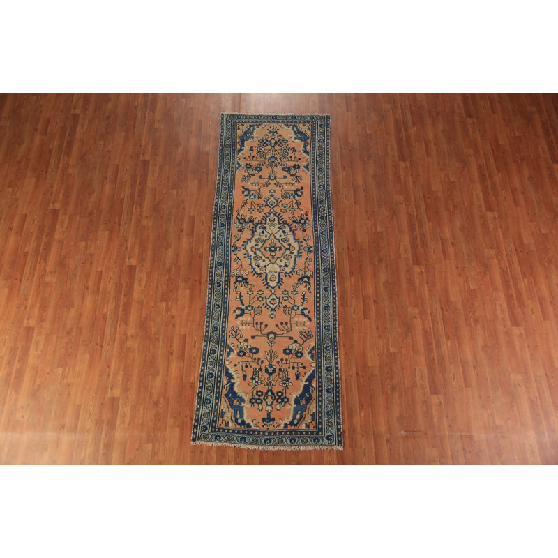 Orange Wool Medallion   Runner Rug 3x9
