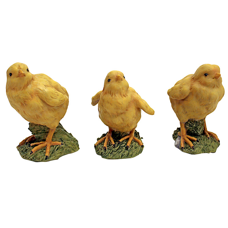3 Piece Baby Chicken Statues Set