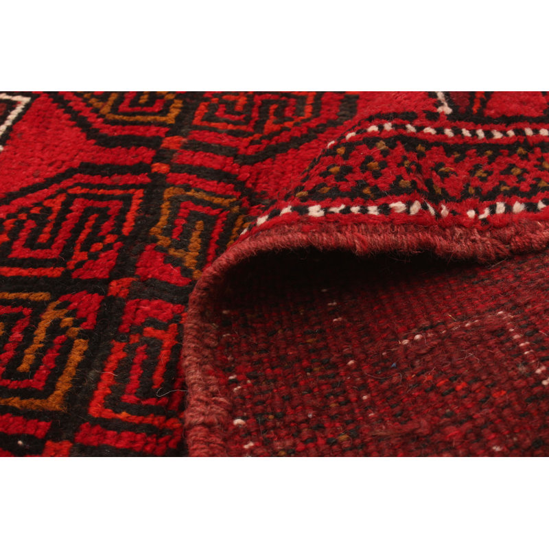 One-of-a-Kind 3'2" X 5'5" 1980s Wool Area Rug in Red
