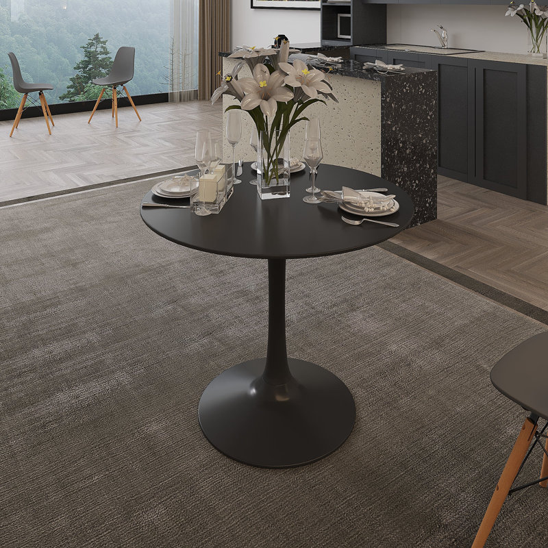 Table de salle à manger / table basse moderne Shrivastava Mid Century, Noir, H 29,5 po x L 35,5 po x l 35,5 po