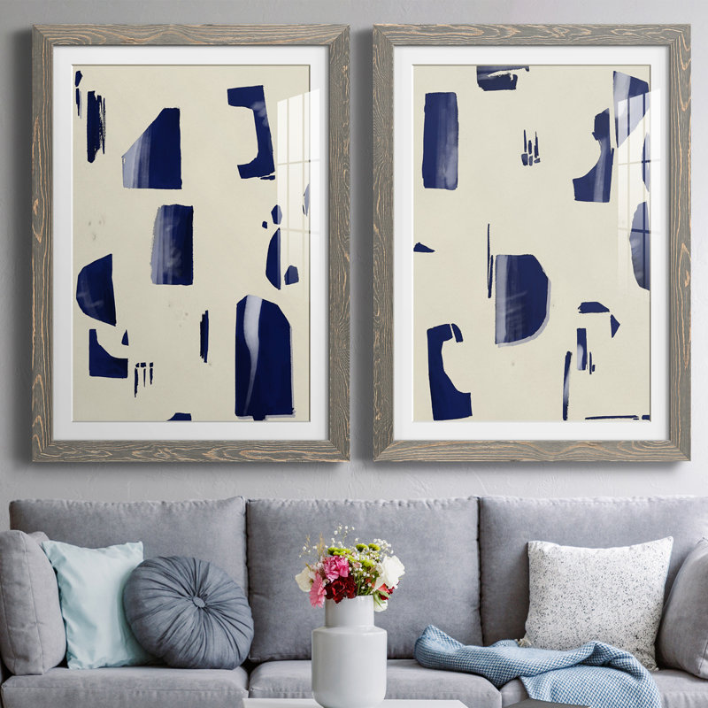 «Fragment Abstraction I», ensemble de 2 peintures encadrées, Gris, H 37,5 po x l 55 po x P 1,5 po