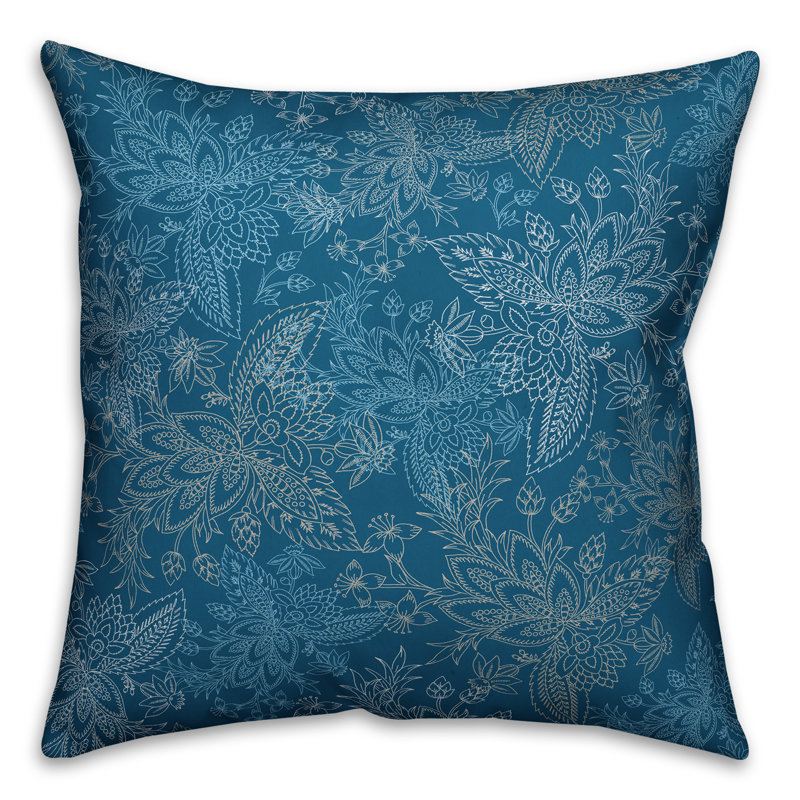 Paisley Reversible Throw Pillow, 20" x 20", Throw Pillow, Teal Green
