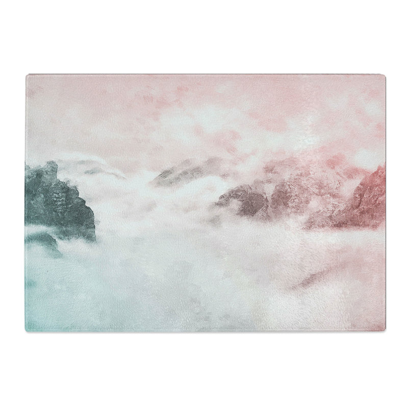 Tempered Glass Cloudy Mountains Chopping Board, 20 cm x 28.5 cm