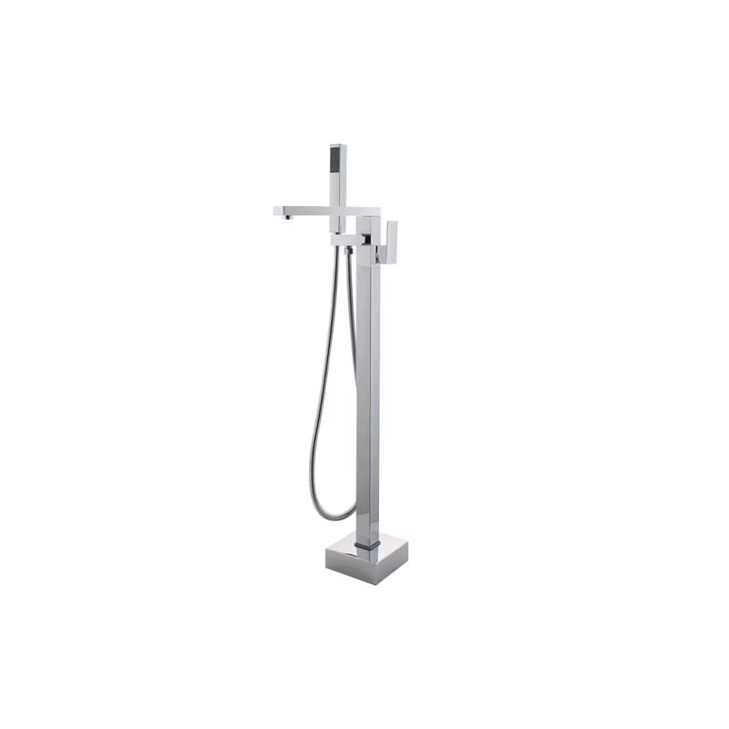 Waterfall Freestanding Plated Bath Tap With Shower in black, Silver