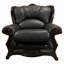 Fauteuil et repose-pieds en cuir véritable