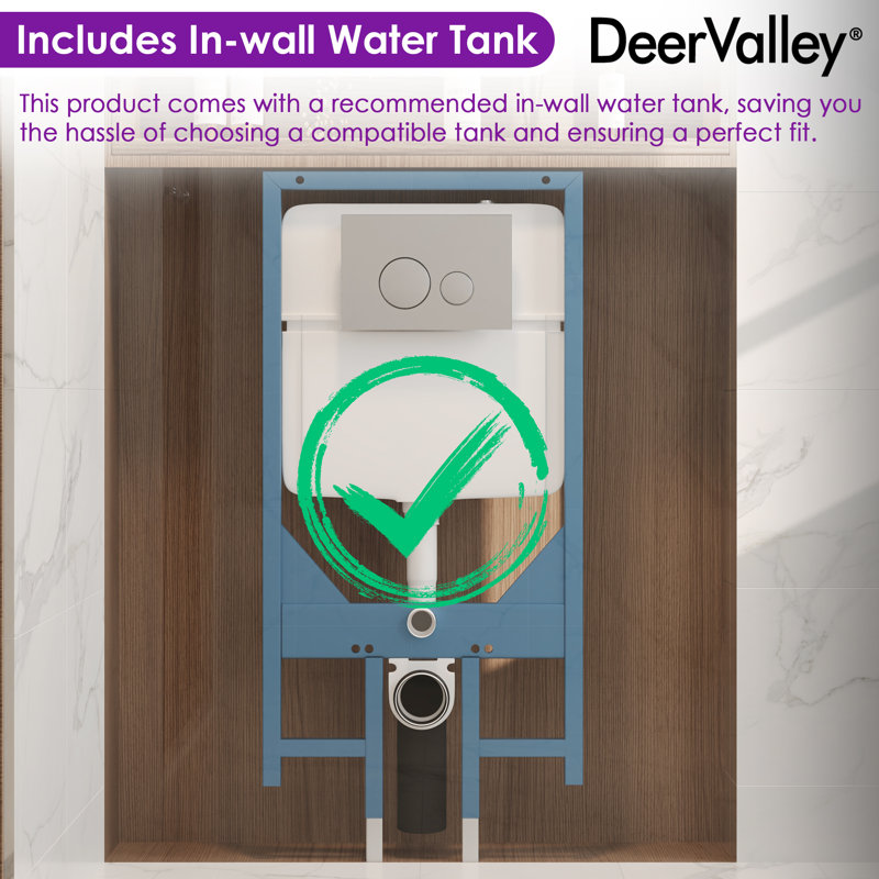2-Piece Toilet Elongated Dual-Flush Wall Mounted Toilet With Concealed In-Wall Tank (Seat Included)