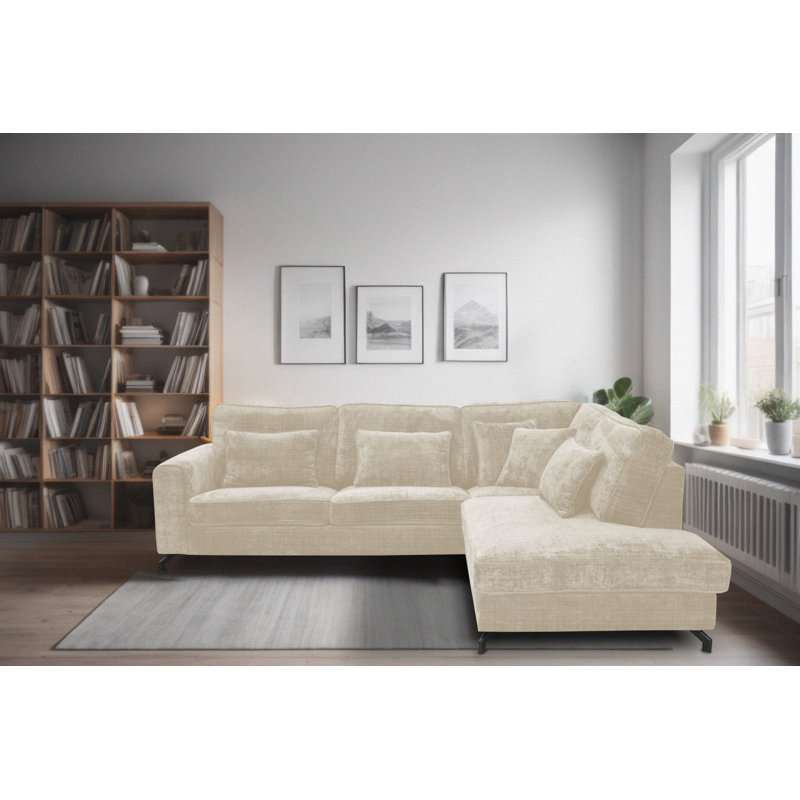 5 Seater Sofa & Chaise, Beige, Right Hand Facing