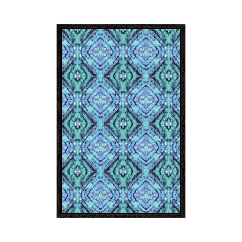 Shibori Boho Nomadic Mirrored - Print on Canvas, Black Framed, 66.04cm H x 45.72cm W x 3.81cm D