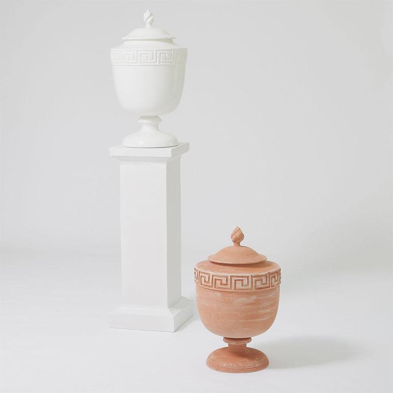 Villa Greek Key Urn-Terracotta