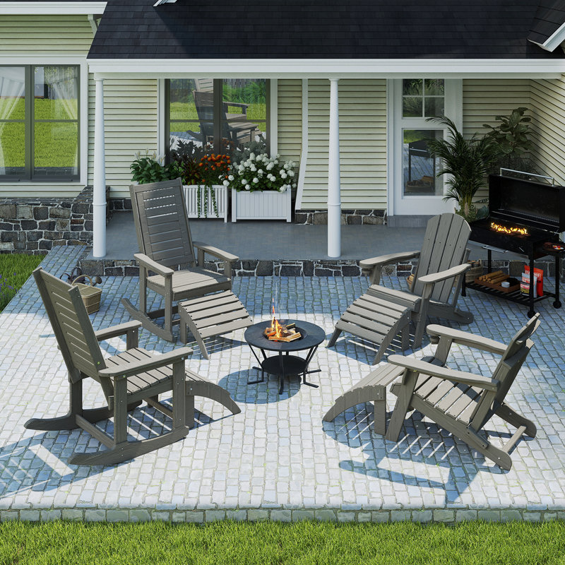 Ensemble de 4 repose-pieds Adirondack Hdpe Classic, Brun