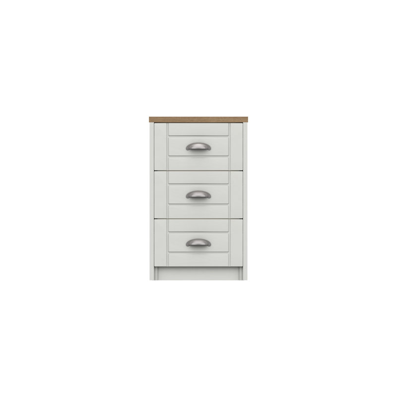 Newhaven 43.4cm W Manufactured Wood Bedside Table, Natural Rustic Oak/White