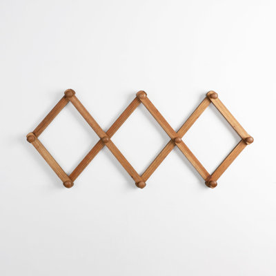 28" Long Solid Wood 10-Hook Wall Mounted Coat Rack
