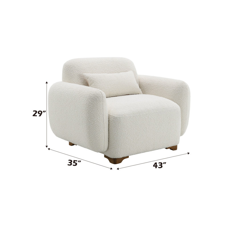Fauteuil d'appoint Darius Boucle avec 1 coussin décoratif