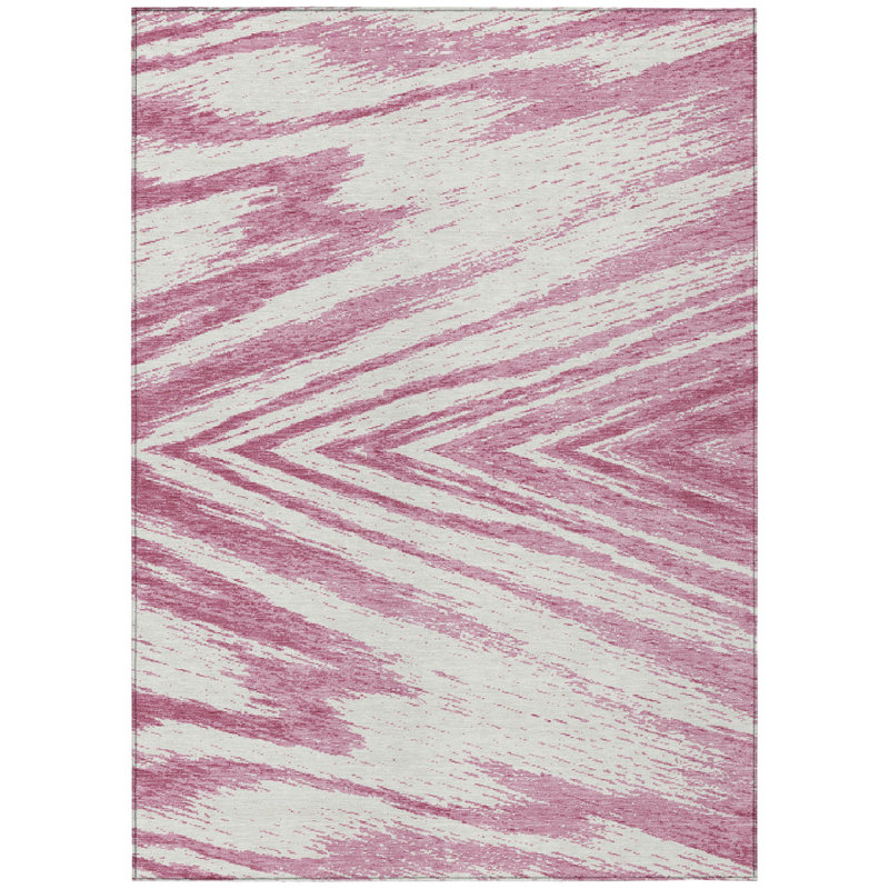 Tapis intérieur lavable abstrait rosé 5 pi x 8 pi ivoire