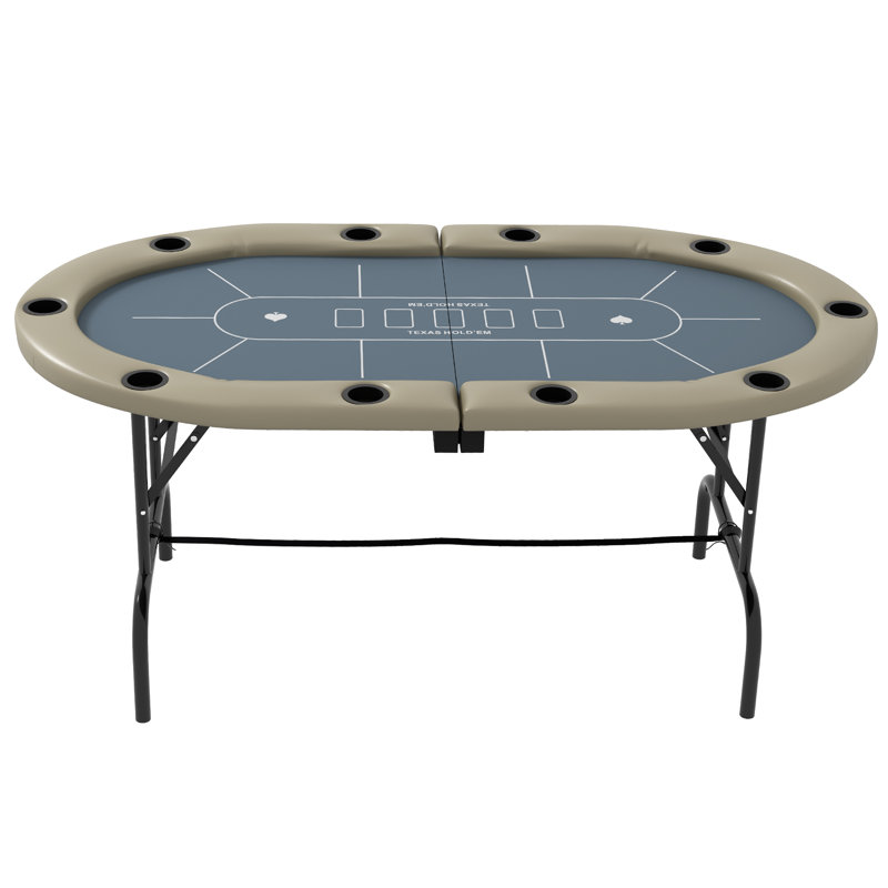 Table de poker 70 po pliable, table de jeu Blackjack pour 8 joueurs, bleu