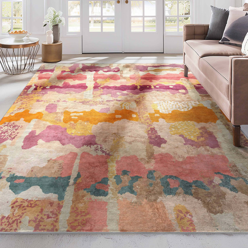  Tapis multicolore à vagues abstraites Apollo, Rectangle 5 pi 3 po x 7 pi 3 po 