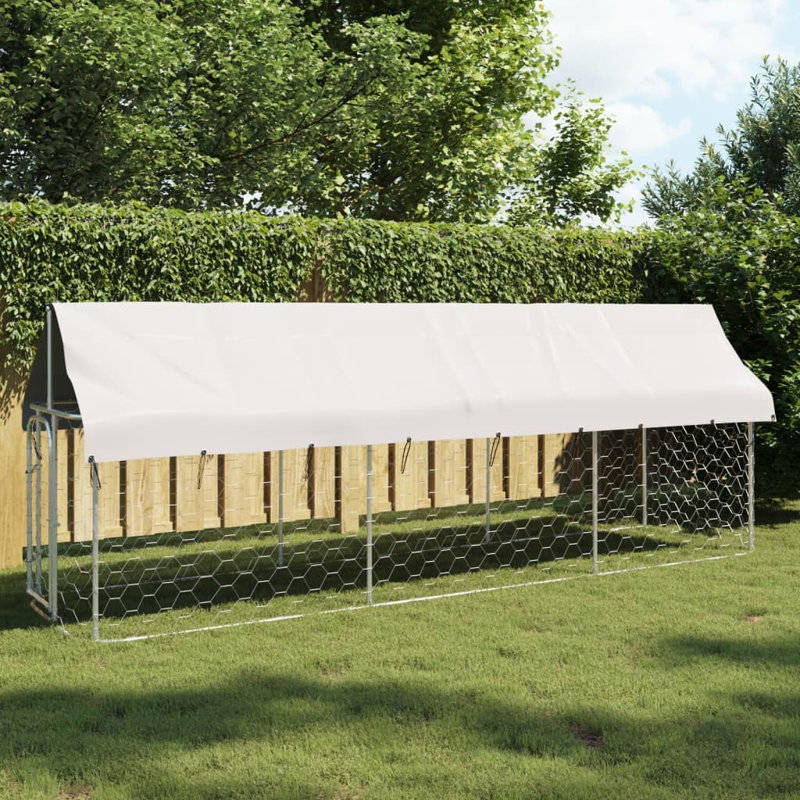 Chenil pour chien vidaXL argent en acier galvanisé, 100% polyéthylène grand 157,5 po x 39,4 po x 59,1 po