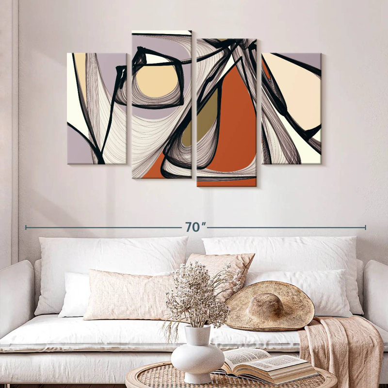 Avery Mid Century Modern Abstract II, H 32 po x l 52 po