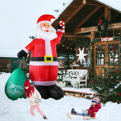 14 Ft Lighted Christmas Inflatable Decoration, Giant Inflatable Santa Claus With Large Gift Bag, Blow Up Yard Decorations With Built-in Led Lights For Holiday Party Front Yard Lawn Garden Decor