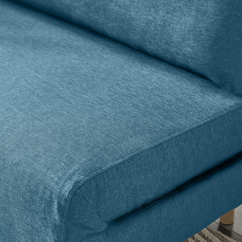 Berlyn Futon Sofa Bed - Luxury Simple Modern Folding Design, Full/Double, Blue Cotton Blend