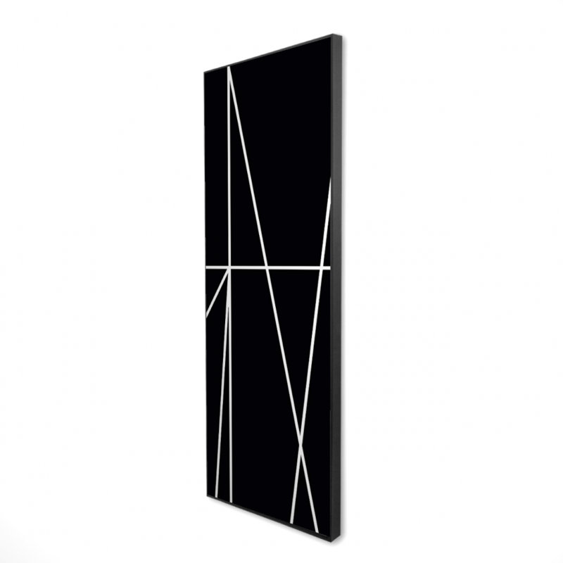 Framed Canvas: White Stripes on Black - Modern Home Decor, 49.25" H x 17.25" W