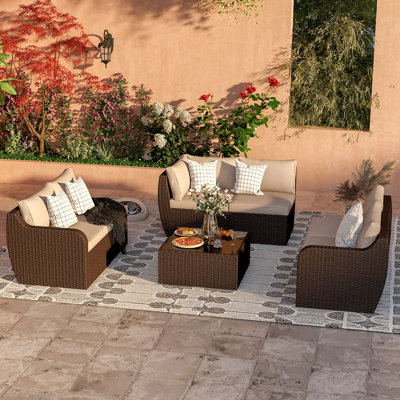 7 Piece Patio Furniture Set(Wine Red) -  Red Barrel Studio®, A7238CE3D5654C36842564C935E1A5DF