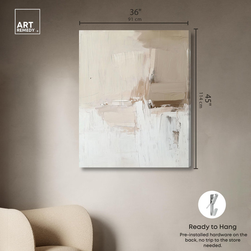 Toile Neutralité, toile neutre Boho par Art Remedy, H 45 po x l 36 po, Toile tendue