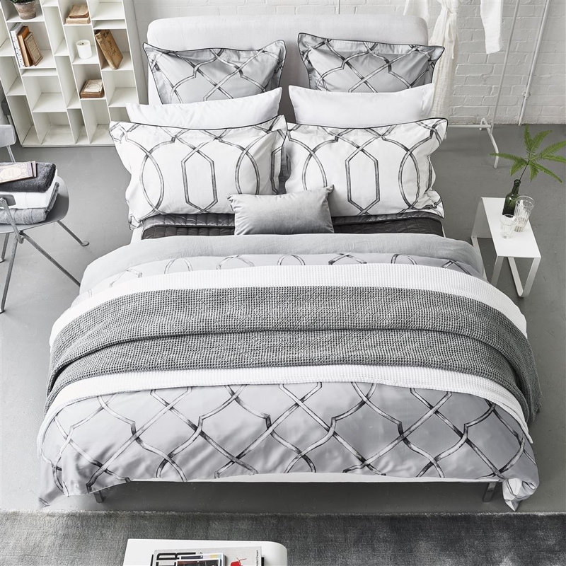 Rabeschi Geometric Cotton Duvet Cover, Queen Duvet Cover