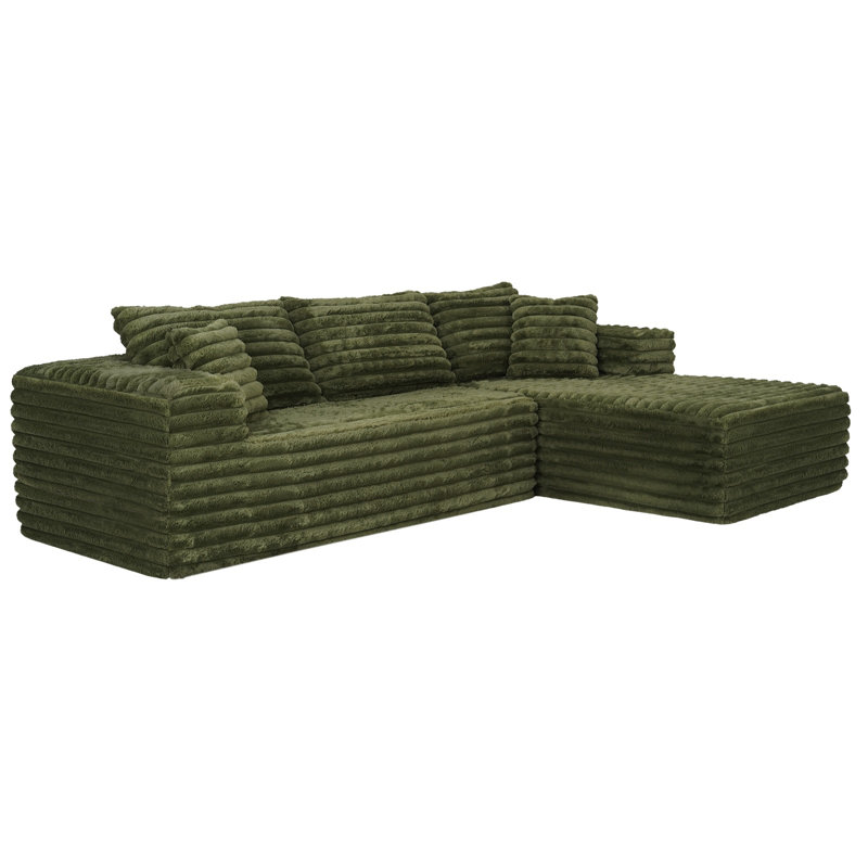 Canapé modulaire avec coussins 2 pièces sans assemblage Boneless Thaxted, Velours côtelé vert