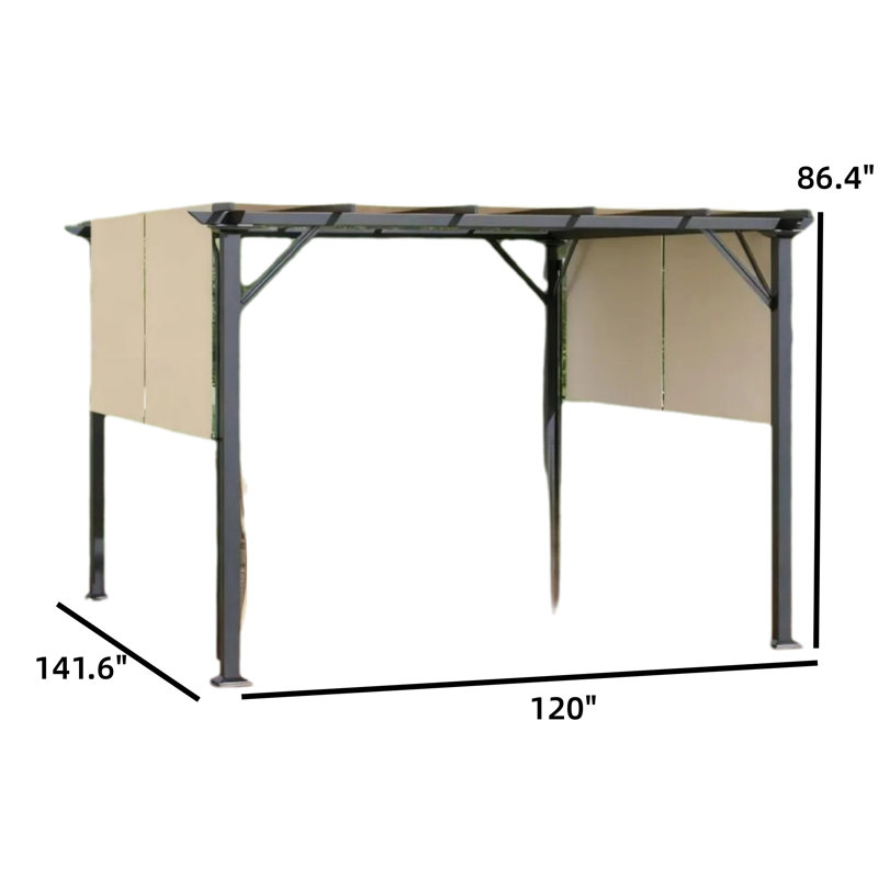 Abri de jardin en métal 12 pi x 10 pi, abat-jour de terrasse en métal, design Eave rétro, brun