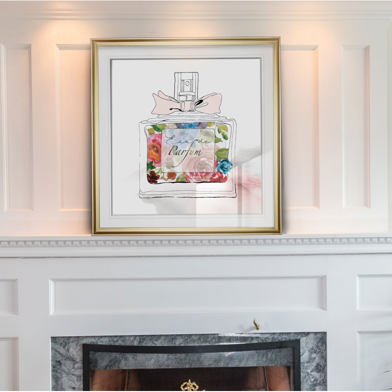 « chic fleur parfume i », peinture, H 24 po x l 24 po x P 2 po, Cadre doré