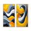 Lignes bleues et jaunes océaniques à vapeur III - Collection abstraite d'art mural, 2 pièces-176702856-176702851