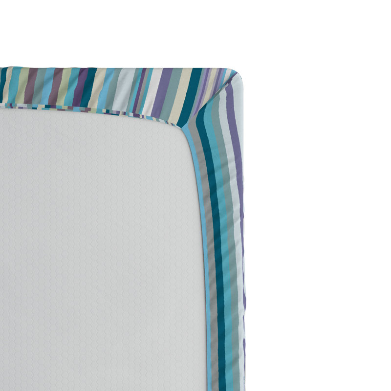 Microfiber Striped Fitted Sheet, Twin Fitted Sheet, Blue Striped 1