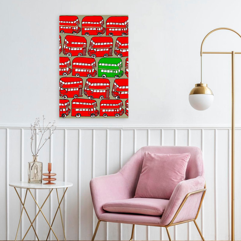 Odd Ones - Green Double Decker - Children Novelty Patterns Art, 24" H x 16" W