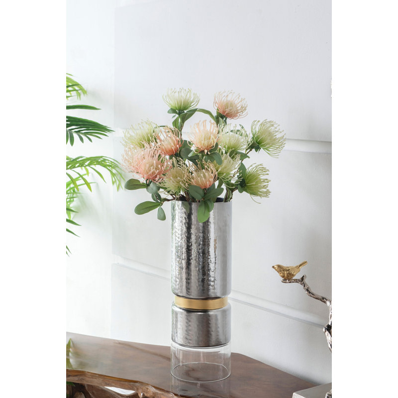 D5.9X17.1" Halloway Silver Candle Holder, 17.1" H x 5.9" W x 5.9" D