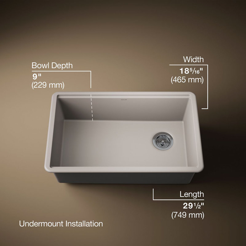 Billings Undermount Single-Bowl Kitchen Sink, Beige