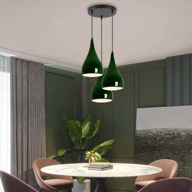 3 - Light Teardrop Pendant, Green