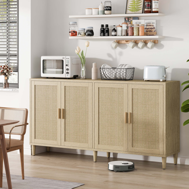 70" Rattan Buffet Cabinet With Storage