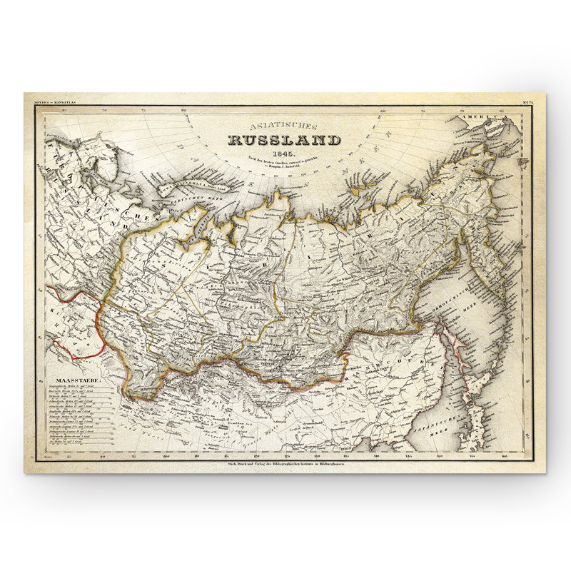 «Vintage Map Russialand II», reproduction d'impression sur toile, H 36 po x l 48 po x P 1,5 po