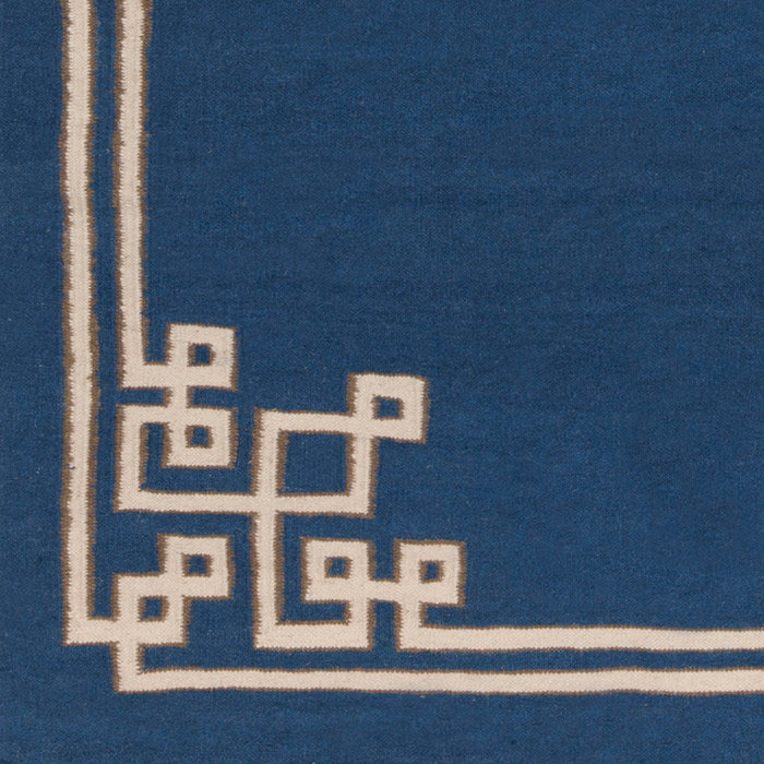 Tapis bleu marine / kaki en laine tissé à la main Alameda
