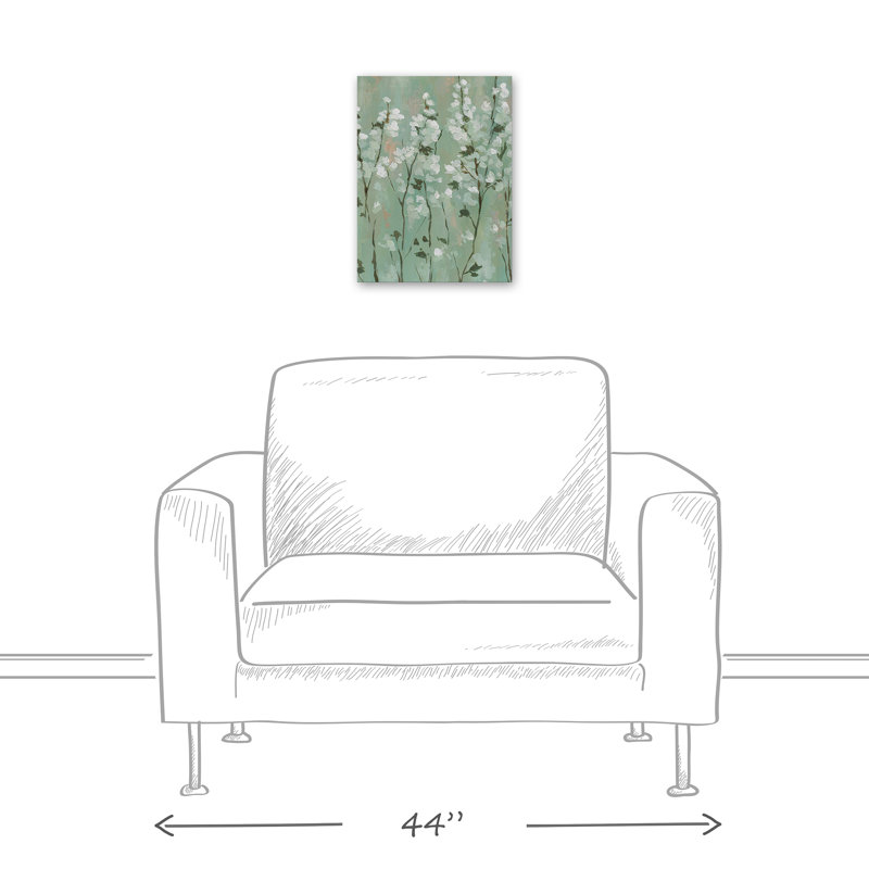 Fleur de cerisier vert sur toile, H 16 po x l 12 po x P 1,25 po
