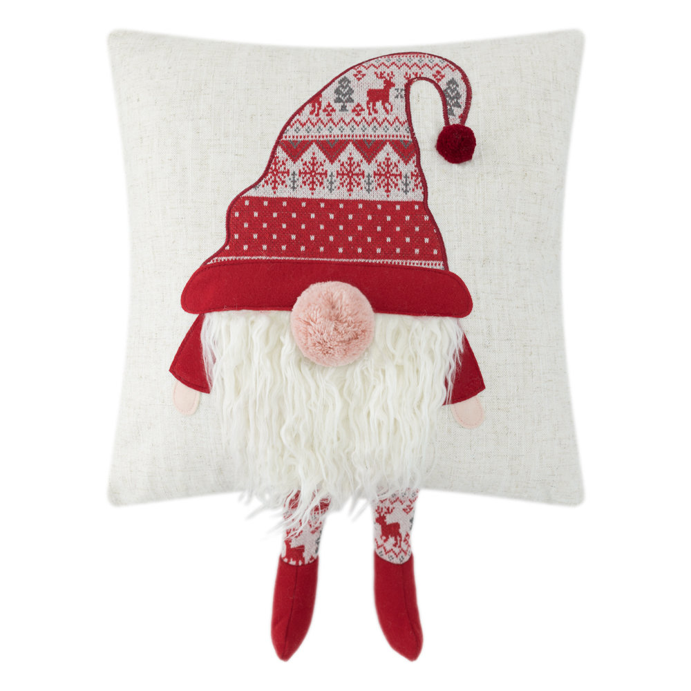 Christmas Decor Square Christmas Gnome Throw Pillow Cover Decorative 3D Santa Claus Accent Pillow Case 18" X 18" JWH