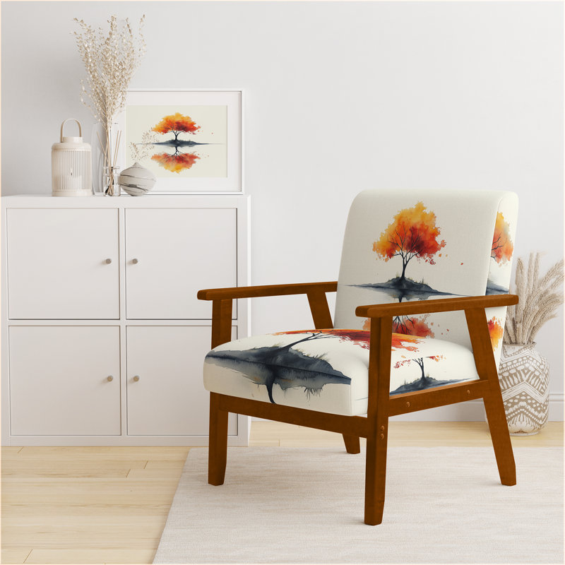 Chaise rembourrée Tree, Accoudoirs carrés bruns