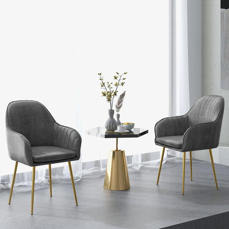 Chaise avec accoudoirs Jilly, Gris