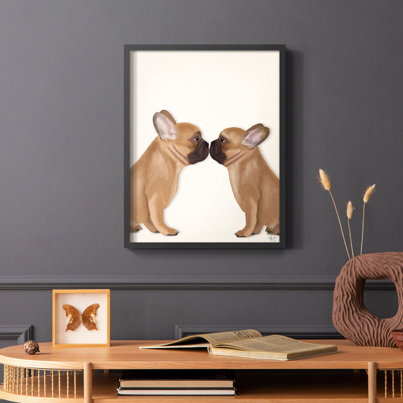 «French Kiss» gros plan, reproduction encadrée - bois massif, Cadre simple noir, H 10 po x l 8 po