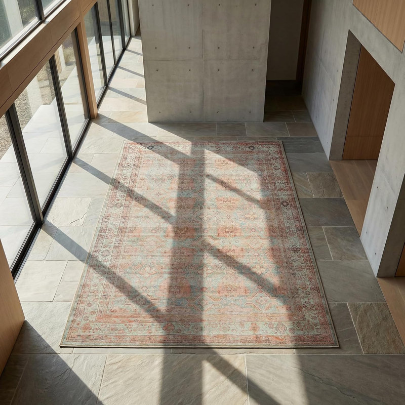 GLN Rugs Traditional Collection - Machine Washable Area Rug, Traditional Washable Rug, Non Slip Washable Rug, Low Pile Chenille Living Room Rug, Bedroom Rug, Kitchen Rug (Multicolor Rug)