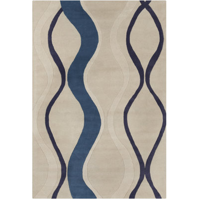 Ailey Authentic Hand-Tufted Handmade Blue, Gray, Cream Abstract Modern Wool Area Rug