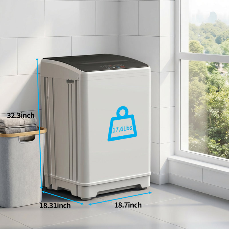 Ensemble compact de laveuse et sécheuse compactes, machine à laver 18 lb avec 10 programmes de lavage et sécheuse compacte de 3,6 pieds cubes, blanc