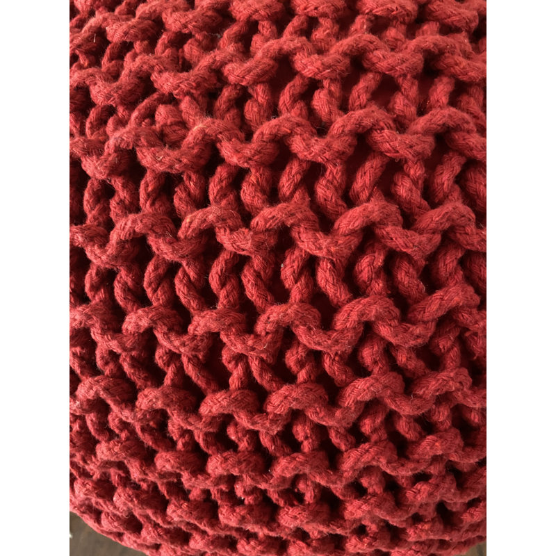 Verica Upholstered Pouf, Red Cotton Blend
