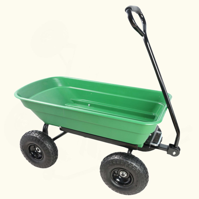 Camion à benne basculante pliante de jardin en poly avec cadre en acier 10 pouces. Pneu pneumatique capacité du corps 300 Lb 55 L